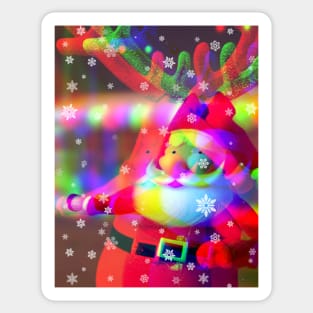 Psychedelic Trippy Xmas Santa with Antlers Sticker